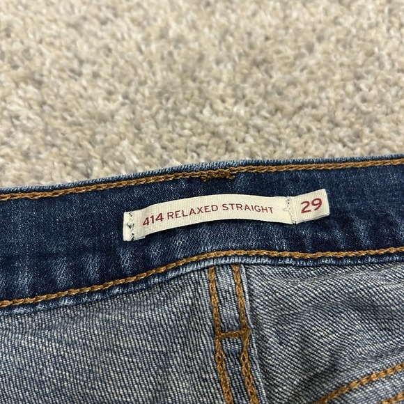 Levis 414 Relaxed Straight Jeans Womens 29 Blue Denim Stretch Waist 31" Inseam - Picture 6 of 10
